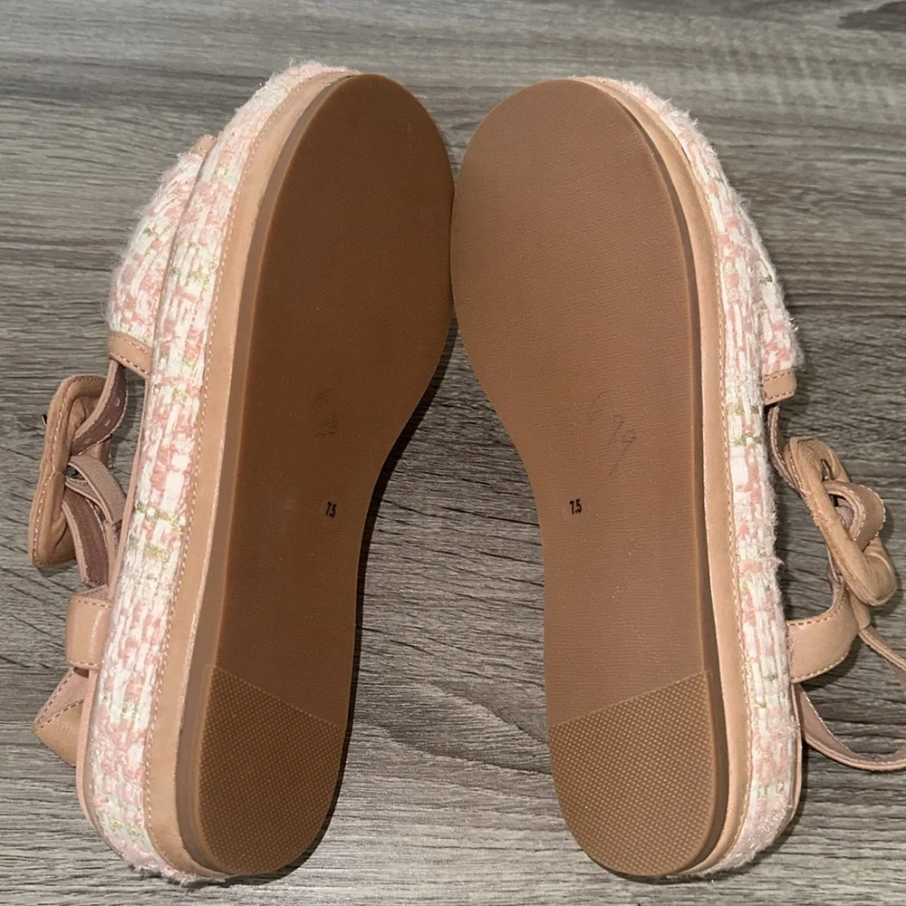 KELSI DAGGER Women's Brooklyn Donovan Sandal7.5 Pink Peach Leather Platform NWOB